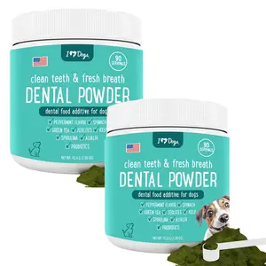 Buy 2 and Save! iHeartDogs Dental Powder- Fresh Breath & Teeth Cleaning Made Easy -Natural Zeolites, Peppermint Flavor, Spirulina, Chlorella, Green Tea, Alfalfa with Probiotics