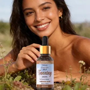 30ml self tanning oil, self tanning cream, Self Tanner Drops, Moisten, Brighten, Easy to Create Deep Wheat Skin, Suitable for Indoor Tanning and Beach Travel, Suitable for Face and Body, Unisex, Body Tanning Care, Sunless Tanner, Refreshing Non-Greasy