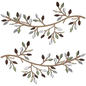 Metal Tree Branch & Leaf Shaped Wall Decor, 2 Counts Elegant Modern Abstract Design Wall Art, Modern Wall Decor for Home Living Room Bedroom Gallery Dining Room, Modern Home Decoration
