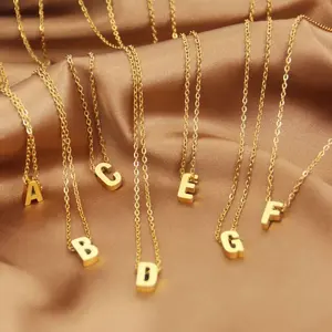 Minimalist Initial A-Z Letter Necklace for Women 26 Alphabet Stainless Steel Choker Chains Jewelry Birthday Gift Wholesale