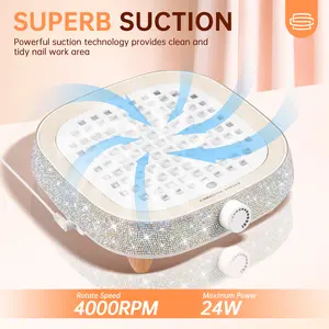 CHRISTINE SHELLY Nail Dust Collector, Powerful 4000RPM Vacuum Fan Vent Dust Collector Extractor Dust Suction Machine for Acrylic Nails Polishing, Nail Salon& Home