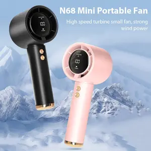 1Count N68 Handheld Fan Portable Turbo Fan Air Cooler 100 Wind Speeds Adjustment High Speed Fan
