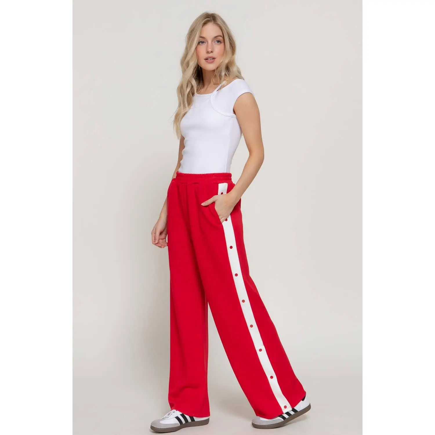 Soft Modal Scuba Side Contrasting Panels Straight Pants
