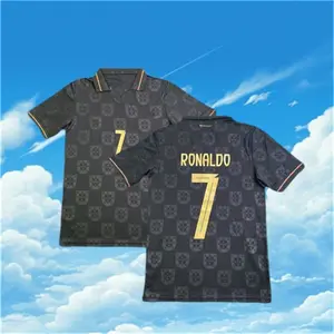 2025 2026 Away Black No.7 Ronaldo Short Sleeve Soccer jersey