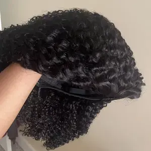 [3 IN 1 Half Wig] MYLOCKME Glueless Human Hair Curly Half  Wig With Drawstring Seamless Clips Kinky Curly Half Wigs Full Machine Made Wig Easy Wear For Women Beginner Friendly