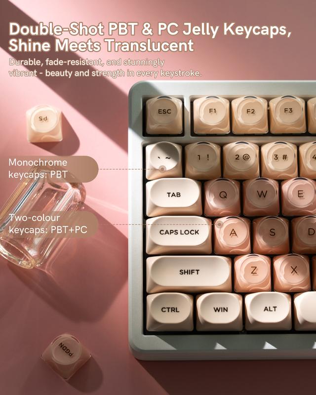 Womier PBT Keycaps MOA Profile for US layout Mechnical Keyboard，128 Keys Double-Shot Keycap