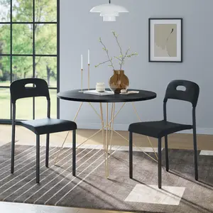 Garvee Set of 2 Stackable Plastic Dining Chairs, Modern Kitchen Chairs with Metal Legs, Ergonomic Back, Waterproof & Stain-Resistant, Easy Assembly, for Office, Living Room, Outdoor & Indoor Use