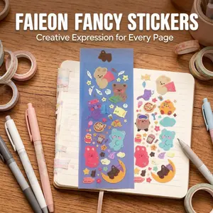Cartoon Rabbit Bear Laser Stickers, High-Quality Embossed Decals for Scrapbooks, Notebooks, Phone Decorations, Creative DIY Crafts