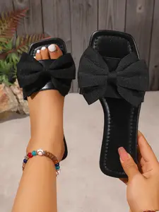 Women's Sweet Bow Flat Sandals, Fashionable Comfortable Casual Shoes, Perfect for Daily and Dates, Summer Footwear