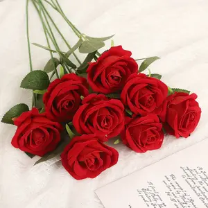 20 PCS Velvet Artificial Rose – Single Stem Silk Flower for Wedding, Home Decor, Valentine's Day, DIY Bouquet, Romantic Floral Decoration, Party & Wall Display