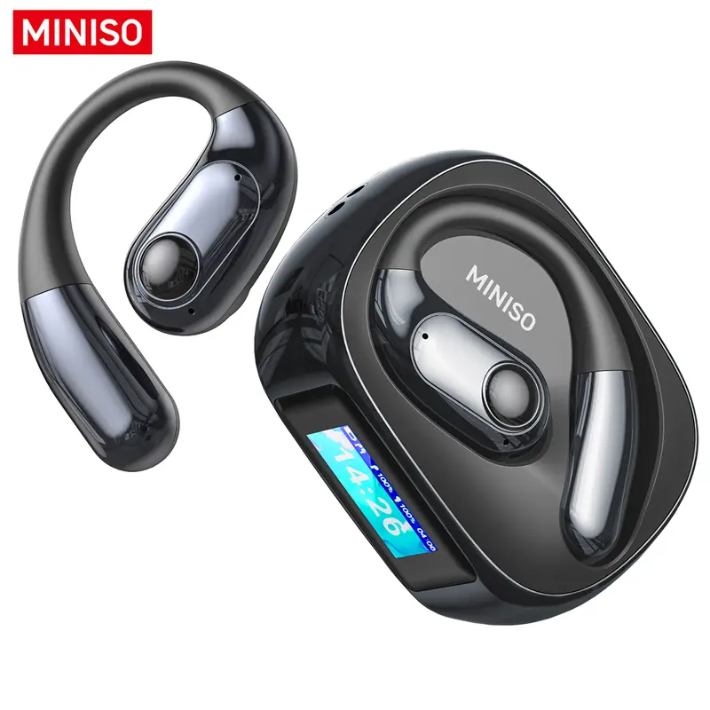 MINISO MS193 OWS In-Ear Wireless Electronic Earbuds - High Quality Headphones with Audio LCD Display, Bluetooth 6.0, Waterproof, Sweat Resistance, HIFI Sound, Battery Chargeable Case, ENC Earbuds Tech, APP Compatibility, Single-Ear Functionality