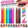12 Colors Matte Liquid Eyeliner Set, Waterproof Smudge Proof Long Lasting Neon Rainbow Eyeliner, Fine Tip, High Pigment, Cruelty Free, For Festival Halloween Makeup, Gift For Girls
