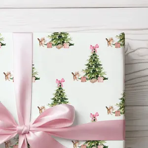 Christmas Cat Wrapping Paper, Pink Christmas Gift Wrap, Cat Wrapping Paper Christmas, Coquette Gift Wrap , Best of gift, Meaningful gift. (Get 1 paper cutter when buying any 5 rolls)
