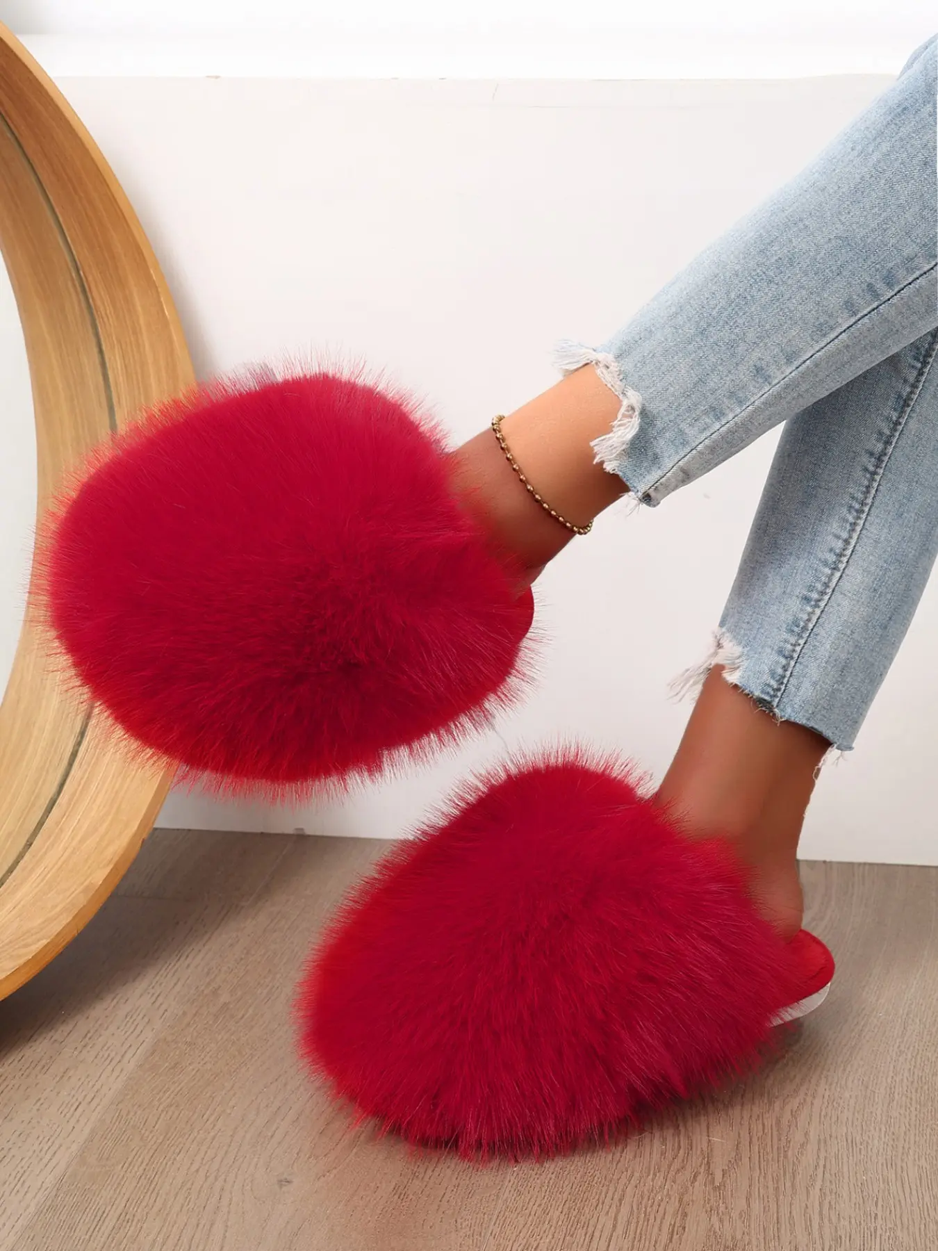 Plush Slip-On Fuzzy Fashion Slippers, Women Fluffy Fleece + Soft Rubber Sole Design, Cozy Luxury Style for Home & Out, Ideal Warmth for Every Occasion, Footwear