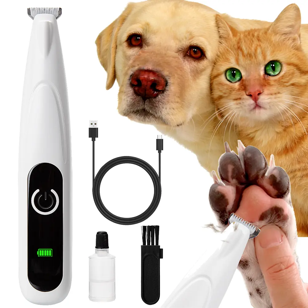 Rechargeable Pet Dog Cat Hair Paw Trimmer Kit Cordless Quiet Dog Trimmer for Grooming with LED Light, Small Dog Grooming Clippers for Dogs & Cats, Pet Grooming Tool,Waterproof, low noise pet shaver