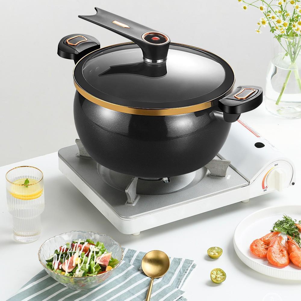 8.45Qt Micro Pressure Cooker with Nonstick Interior, Safety Valve & Tempered Glass Lid for Fast One-Pot Meals, Gas Stovetop Compatible