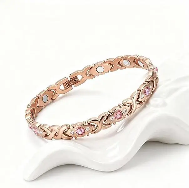 backtoschool Valentine's Day gift, energy magnetic bracelet, eco-friendly alloy inlaid with diamonds, adjustable bracelet for women，Mother's Day gift