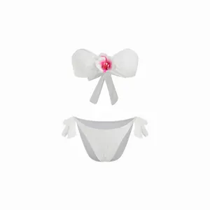 Cider Lace Flower Detail Bandeau & Low Rise Tie Side Bikini Set