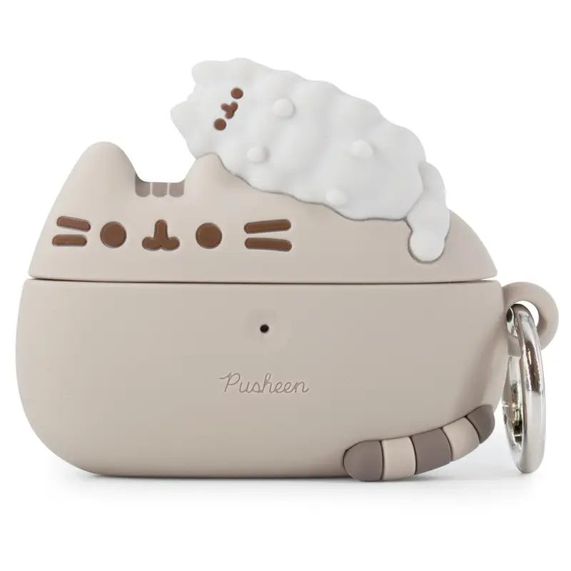 iFace Pusheen the Cat AirPods Pro & 3rd Gen Case (Pusheen & Stormy) - Carabiner Clip Included, Cute Silicone Protective Cover Figure Type