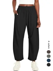 Women's Quick-Dry Lightweight Hiking Pants, High-Waisted Wide Leg Loose Fit Long Pants with Multiple Pockets, Casual All Seasons