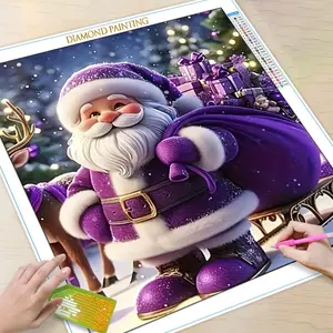 Santa Claus Pattern DIY Diamond Arts Colorful Painting Kit without Frame, 5D Diamond Arts Colorful Painting Kit, DIY Wall Art Decor for Home