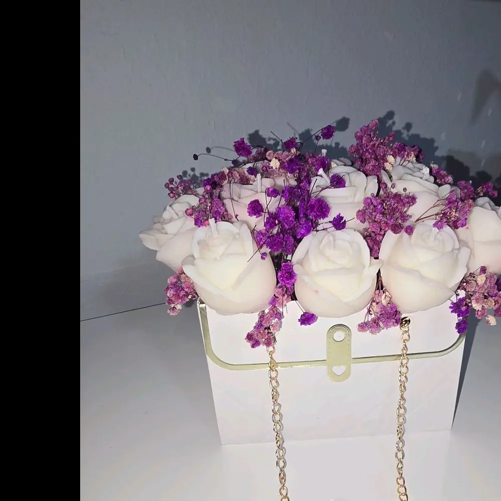 White Candles Arrangement with Purple Ornaments for Decor and Ornaments SEO Keywords