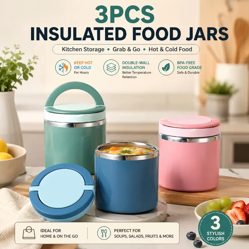Stainless Steel Bento Box - 21.3oz Portable, Leak-Free, Heavy-Duty Reusable, Leakproof, With Handle, Warmer-Compatible, On-the-Go Kitchen Tableware for Meal Prep, Office Workers, Bento Box Lunch Ideas