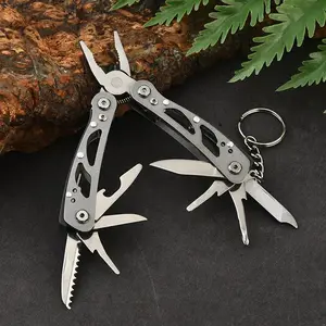 Silver Color Folding Pliers Stainless Steel Multi-Function Tool Clip, Comfort Grip Non-Slip Design Compact Portable Storage Easy Carry