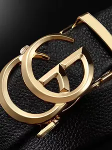 Business Style G-Shape Automatic Buckle Belt, Alligator PU Leather, Three Colors Available, Durable and Stylish Accessory