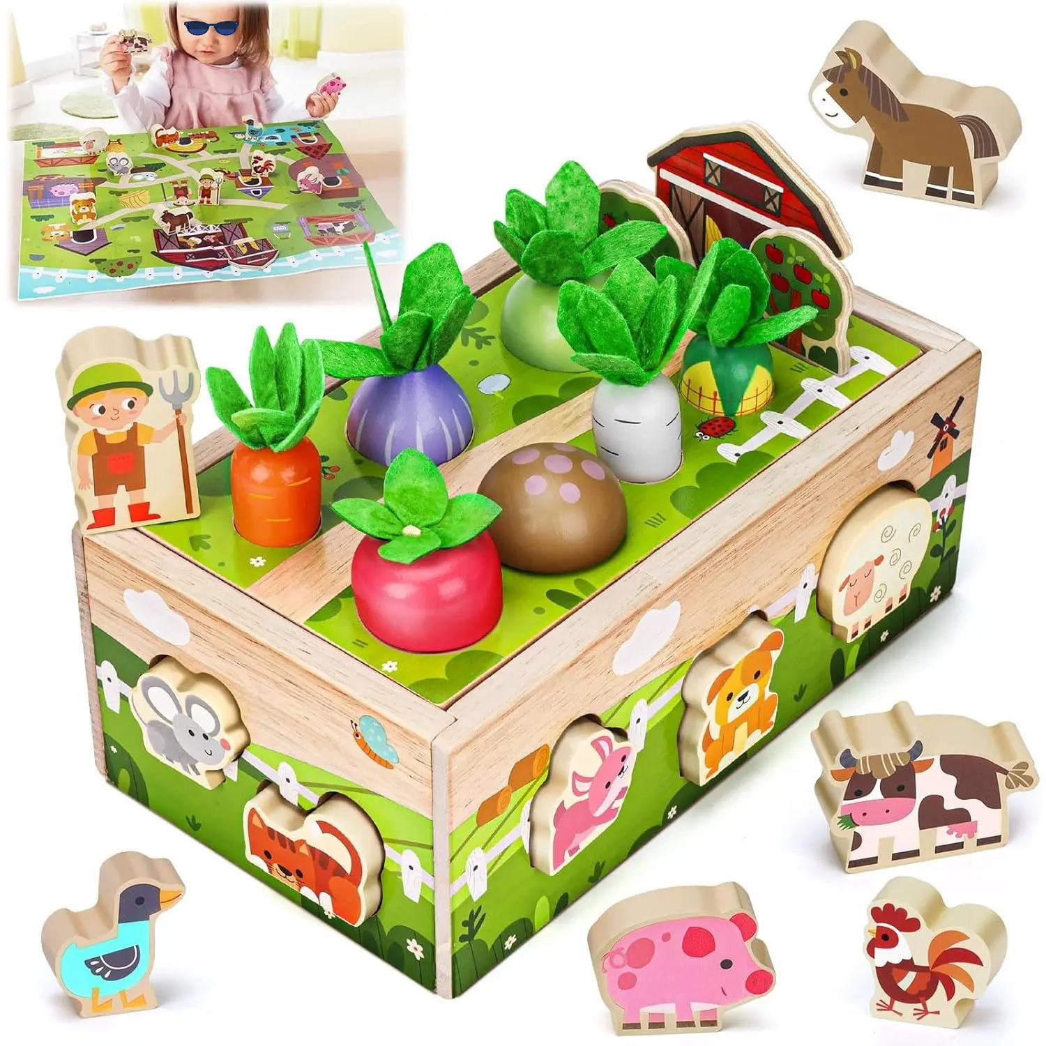 001-XLL Wooden Sensory Toddler Toys: Toy for 1 Year Old Boys Girls Birthday Gifts | 1st One First Birthday Gift for 1 Year Old Girl Boy, Educational Learning Toy for 1-2 Year Old Fine Motor Skills