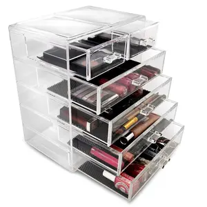 Medium Makeup Organizer - (4 large / 2 small drawers) Boxes Plastic Slide