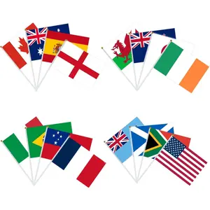 World Cup 2026 Flags, World Cup Soccer Party Decorations, Double-Sided, Waterproof, 16 Pcs Handheld Stick Flags for Clubs,, Bar, Street Party Decorations