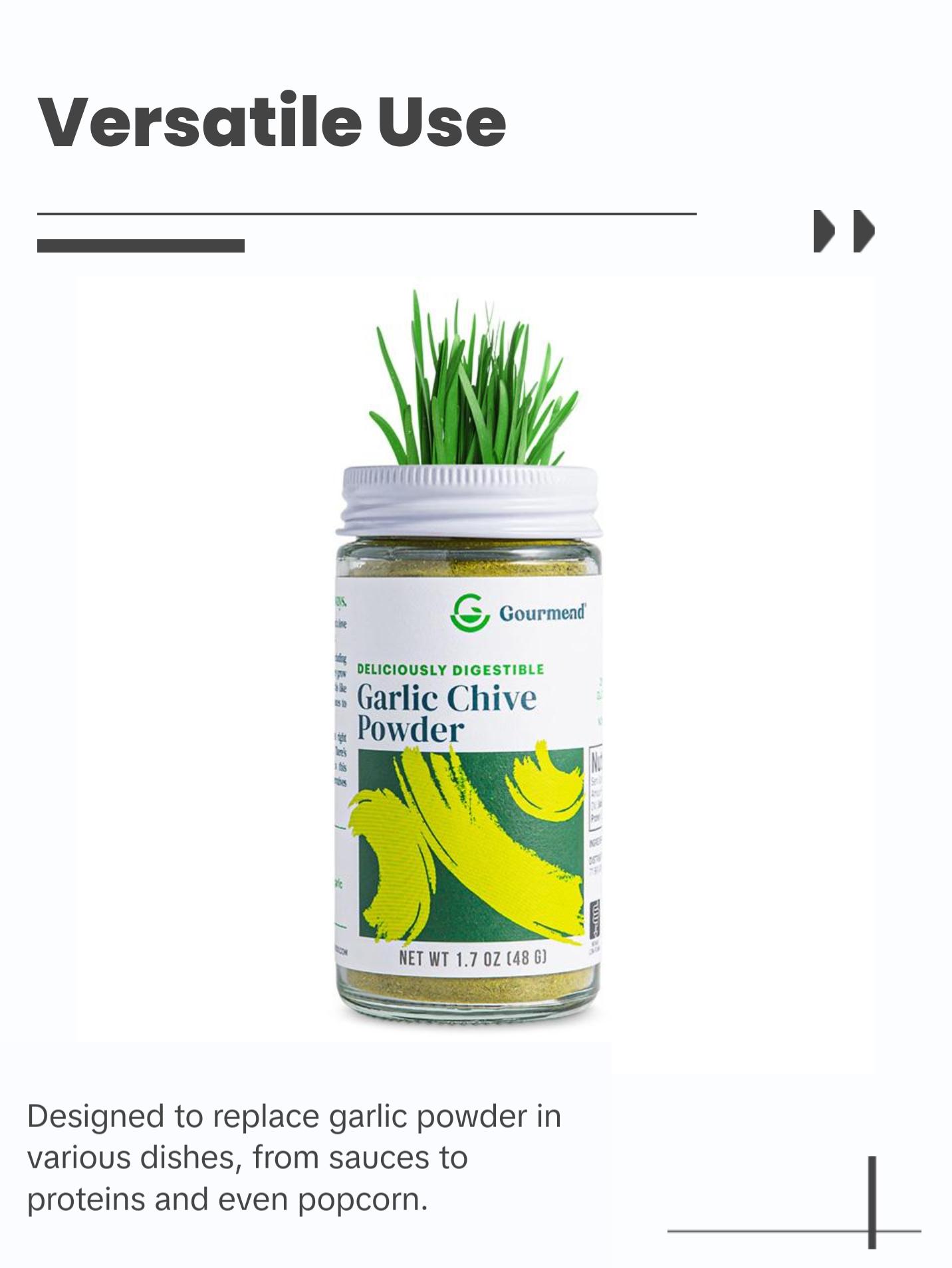 Gourmend Foods Garlic Chive Powder – Low FODMAP, Filler Free, Gluten Free, 100% Natural, No Corn Starch, Maltodextrin, "Flavors" or Other Fillers