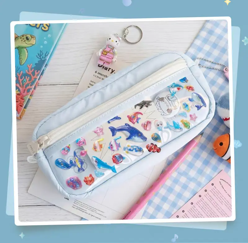 3D Puffy Ocean Marine Animal Stickers | Shark Dolphin Jelly Gel Stickers | Waterproof Kids Reward Stickers for Classroom Crafts