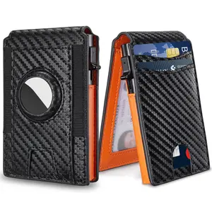 Men’s Minimalist Bifold Wallet with AirTag Slot, RFID Blocking, Pop-Up Card Holder, Magnetic Clip - Holds 7-9 Cards, Up to 5 Bills (AirTag Not Included) - Summer Vibes Men’s Wallet