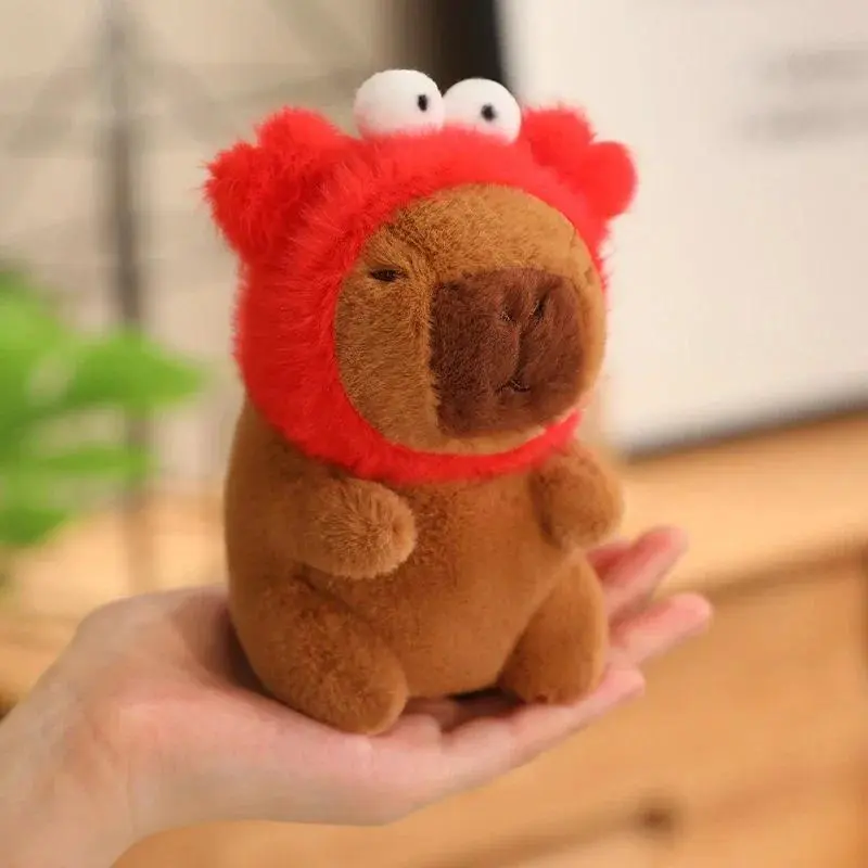 12cm Creative Capybara Plush Toy - Small Pendant with Pikachu Hat, Holding Bread & Boba Milk Tea, Cute Stuffed Doll for DIY Specialty Supplies, Stuffed Dolls