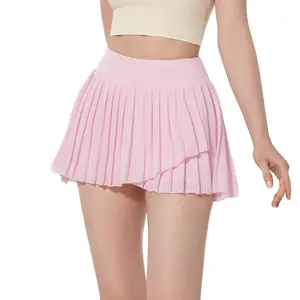 Antibacterial Pleated Yoga Skirt - Faux Two-Piece Design with Anti-Exposure Protection - Suitable for Golf, Tennis, Sports,, and Pilates