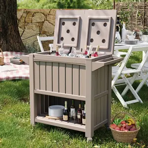 ECOPATIO 85 Qt Rolling Cooler with Wheels, Handle, Outdoor Beverage & Drink Cooler for Parties, Camping, Beach,sprinktok