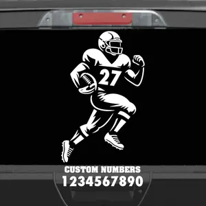 Custom football player decal personalized jersey numbers, vinyl sticker, perfect for cars, lockers, Great gift, school football mom, dad, grandparents high school/college football player support
