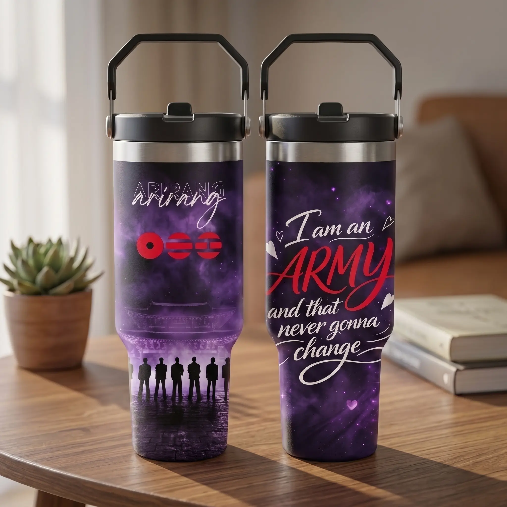 Kpop Inspired 40oz 30oz 20oz Tumbler Cup, Arirang World Tour 2026 Tumbler, Boy Band Fan Gift, Aesthetic Idol Design