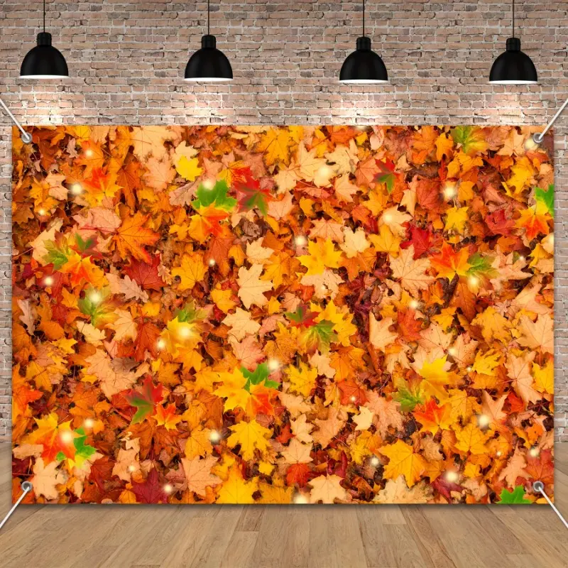 Autumn Harvest Maple Leaf Photography Backdrop - Polyester Tapestry for Thanksgiving & Friendsgiving Decor Banners Ornaments Room Decoration Decoration Wedding Decorating Party