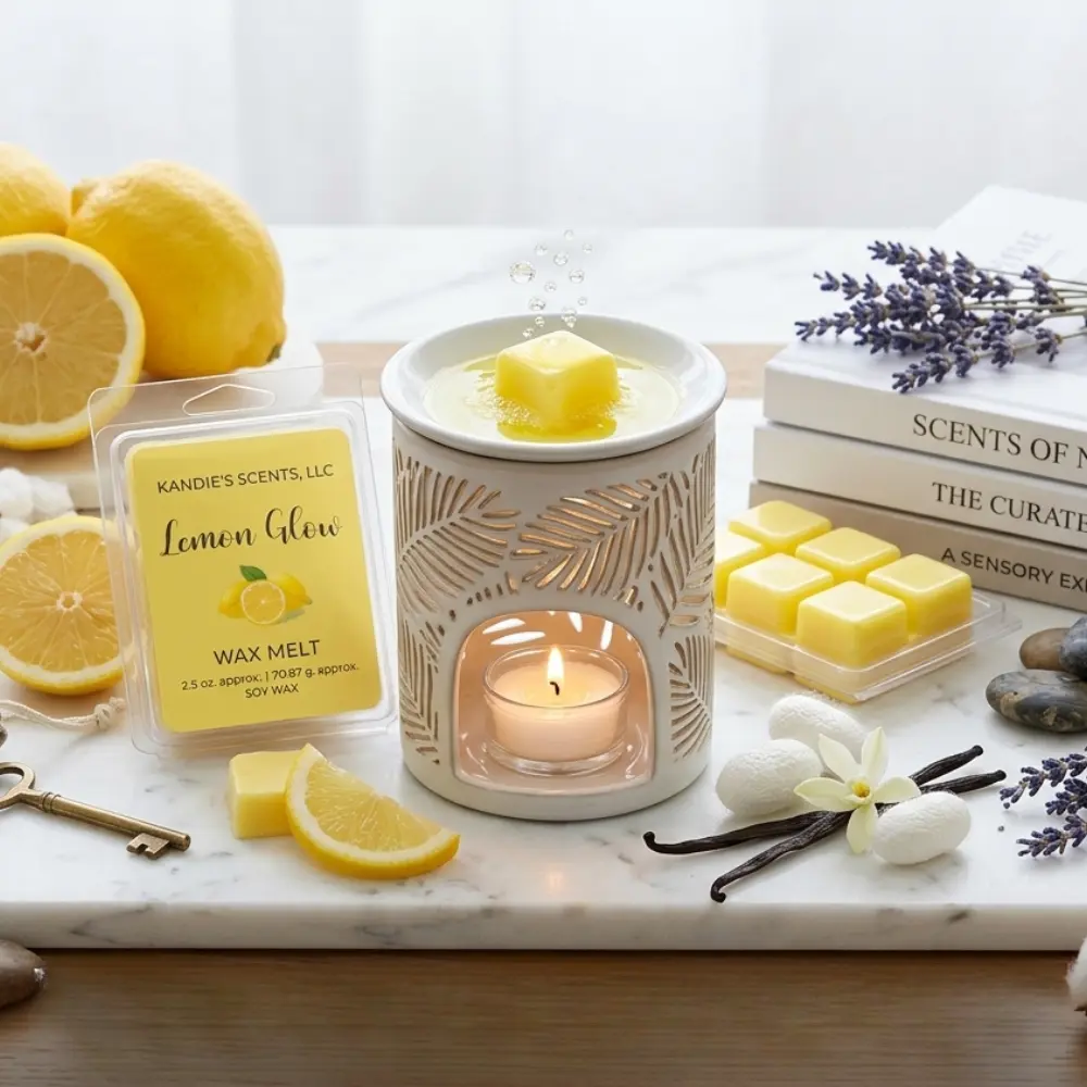 Lemon Glow Scented Wax Melt 2.5oz | Fresh Citrus Bergamot Hand Poured Soy Melt | Clean Bright Home Fragrance