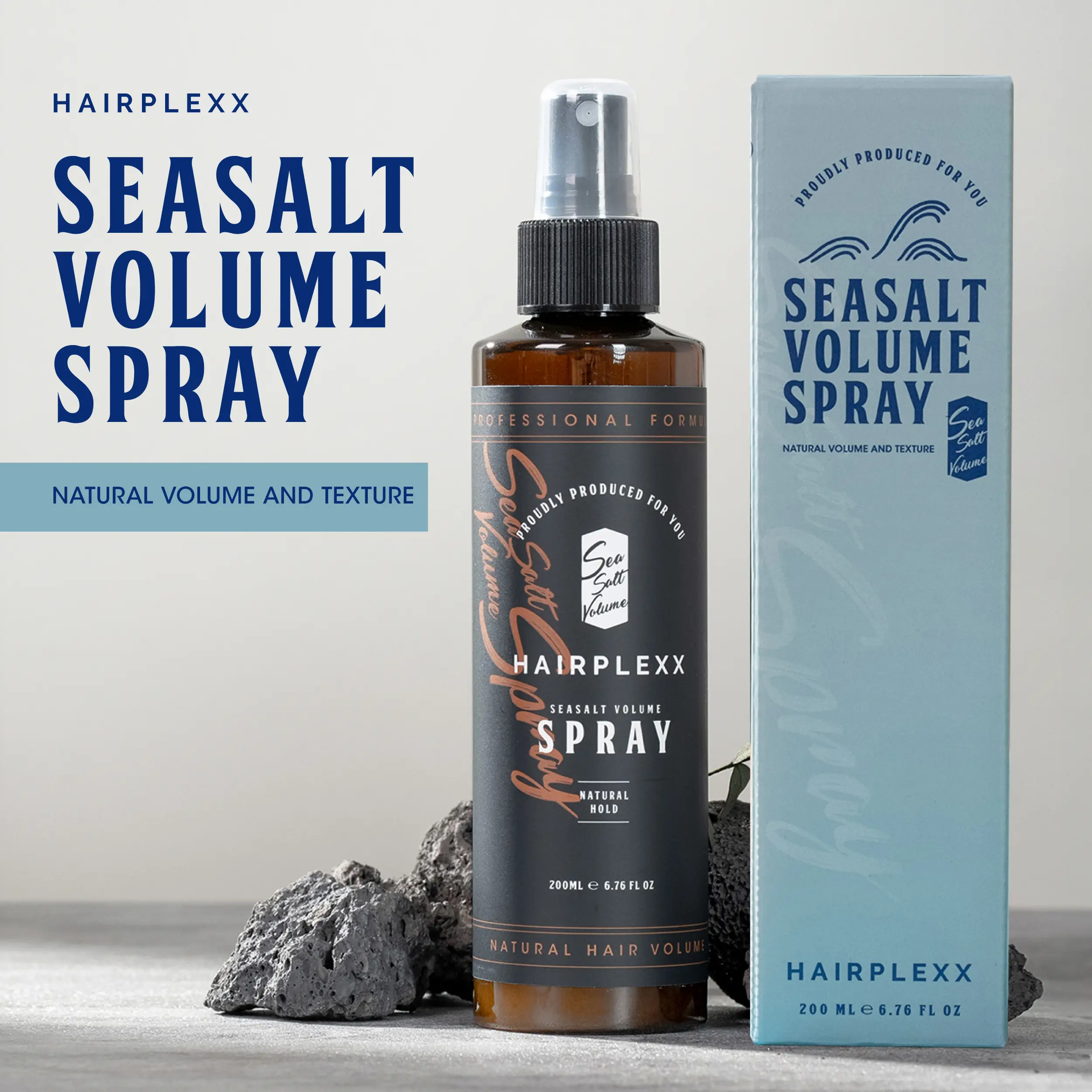 HAIRPLEXX Sea Salt Volume Texture Spray for Natural Waves & Hair Volume with Matte Finish - Quick Volume & Texture Fast - 200ml - Volumizing Lengtheni