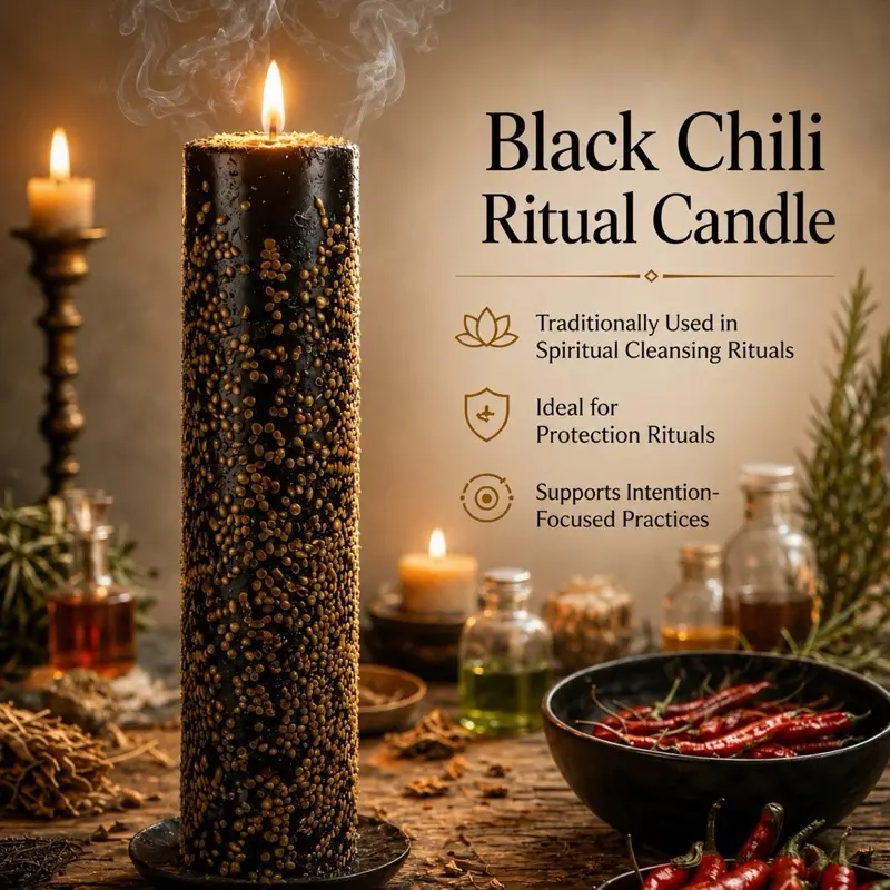 Chile-Scented Wax Candle | Hex breaker | Velon Negro con Chile, Santeria tool for Home Decor, Handmade In Mexico
