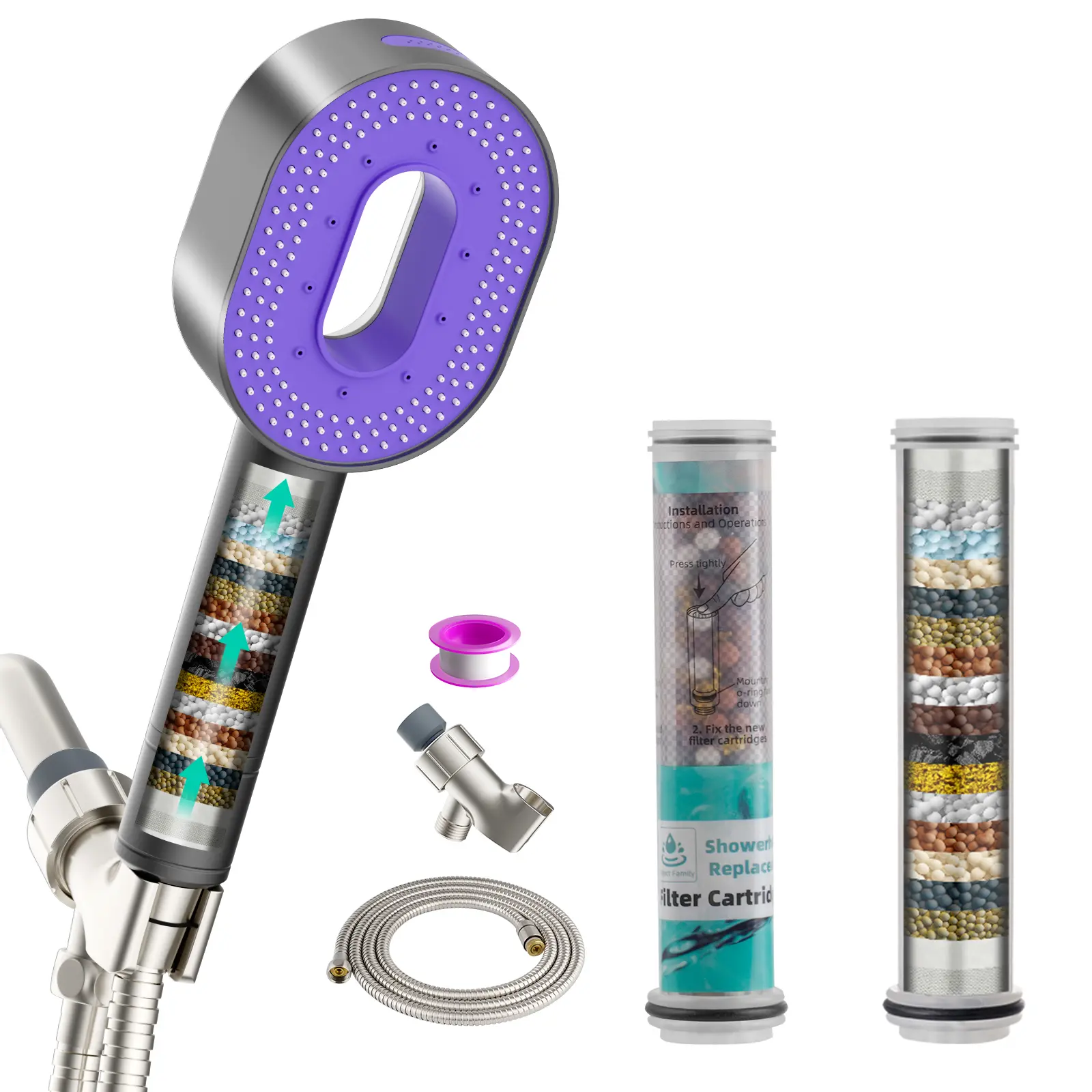 Purple shower set + 3 PACK 20 Stage Filter