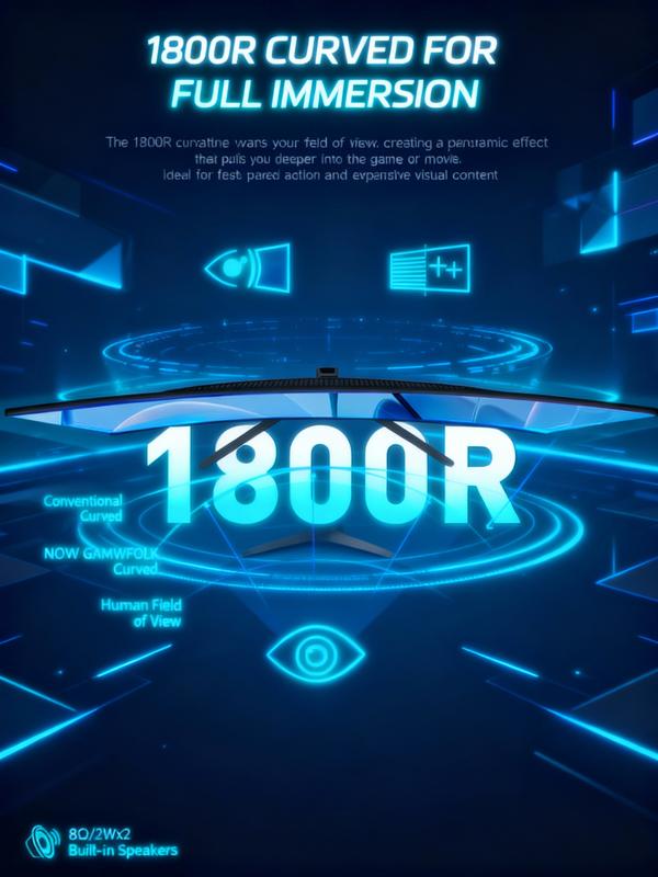 New 180Hz Curved Gaming Monitor for PS5, Xbox & PC  1ms FHD IPS Display | Ultra Smooth FPS, Low Motion Blur, FreeSync