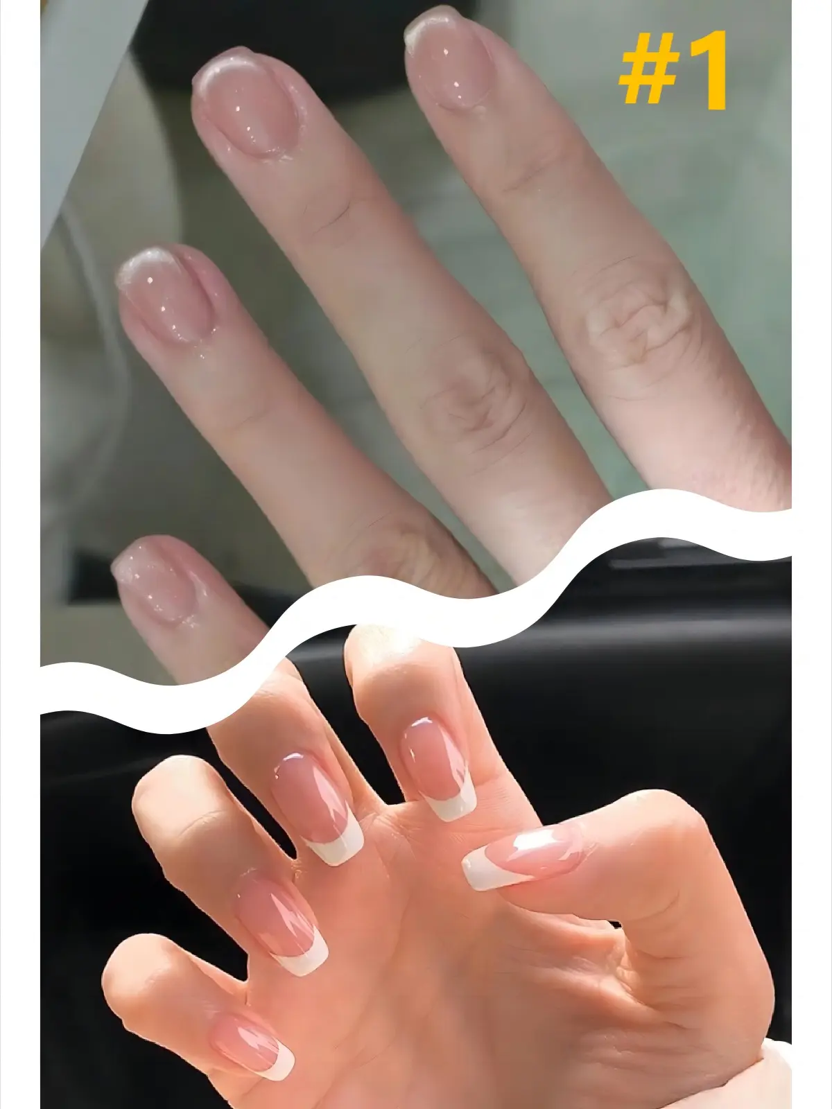 Daily versatile cat-eye and French detachable and reusable press on nails 2 pack