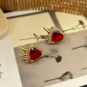 Elegant French-Style Rhinestone Heart Dangle Earrings - Zinc Alloy, Stainless Steel Posts, No Piercing Needed, Perfect for Daily Wear & Gifts, Everyday Earrings|Elegant Dangle Earrings|Rhinestone Earrings