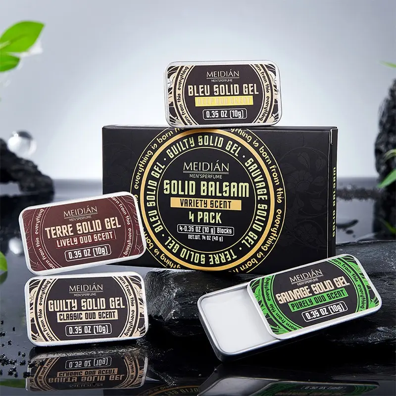 Men's Portable Perfume Stick Set, Long-Lasting Solid Cologne, Pocket-Sized Body Scent Cream Gift Box, Fragrance Scent, 4-Piece Kit Fragrances Men
