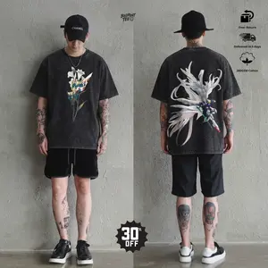 [Premium Drop] Mobile Suit Gundam Wing Zero Y2K Oversized Acid Washed T-Shirt With Soft Heavyweight Cotton For Anime Lovers & Casual Streetwear Style